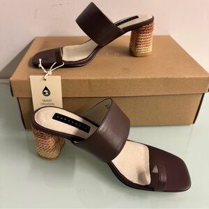 Sanctuary Brown and Tan Women's Heeled Mules